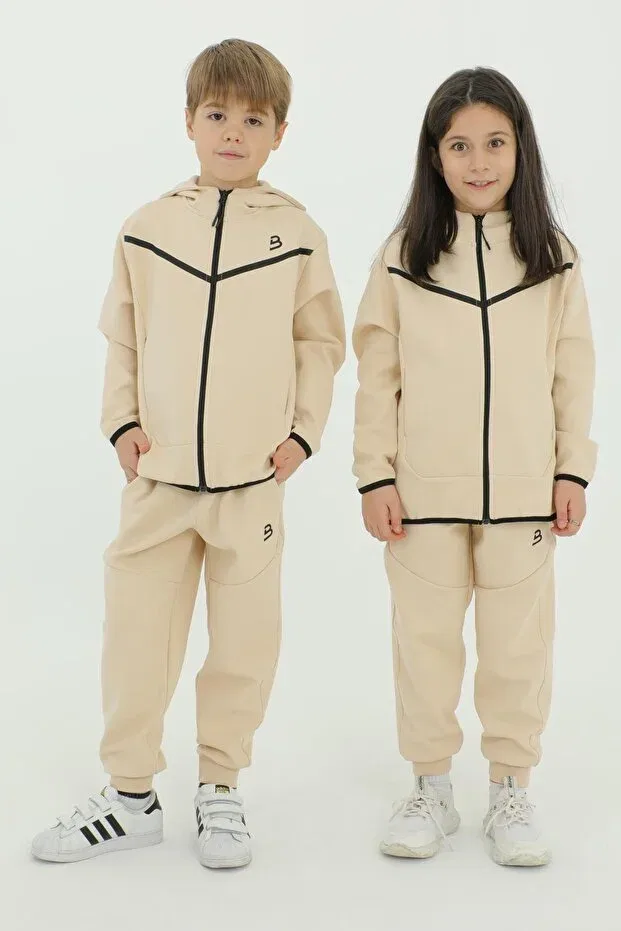 Детский комплект спортивного костюма с капюшоном Black One, Beige