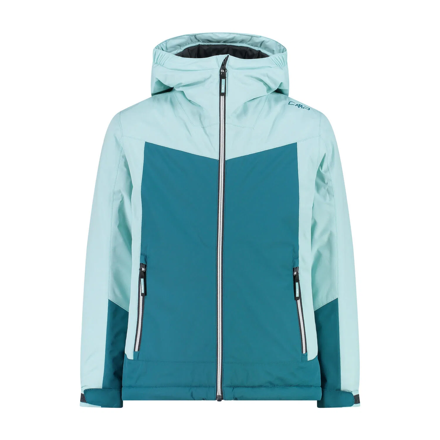 Детская куртка для девочек с мембраной KID G JACKET FIX HOO Cmp, Karibikgrun Tropenblau Hellgrun