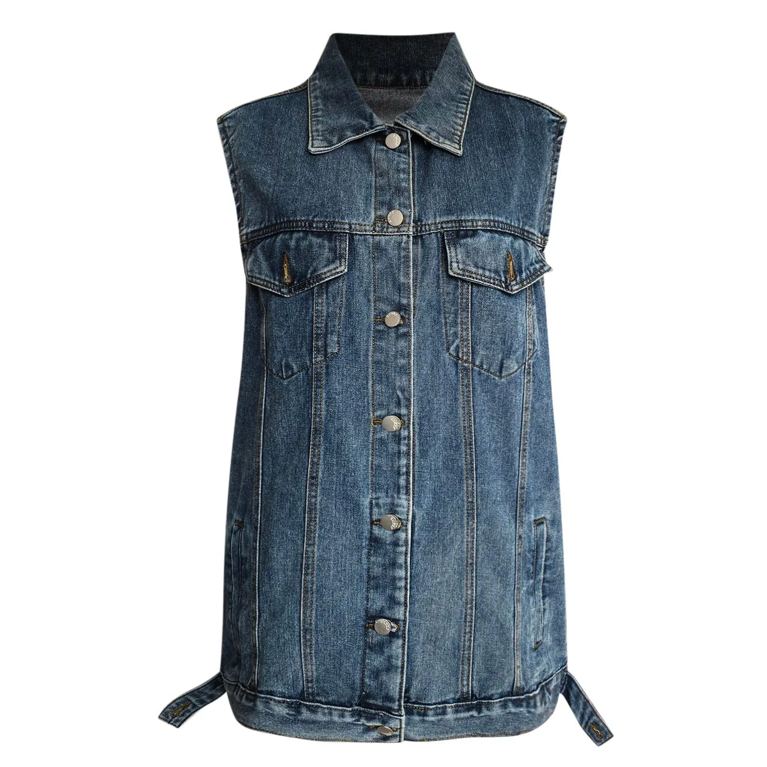 Женская джинсовая куртка без рукавов Retro Denim Jacket, Blu — фото 3