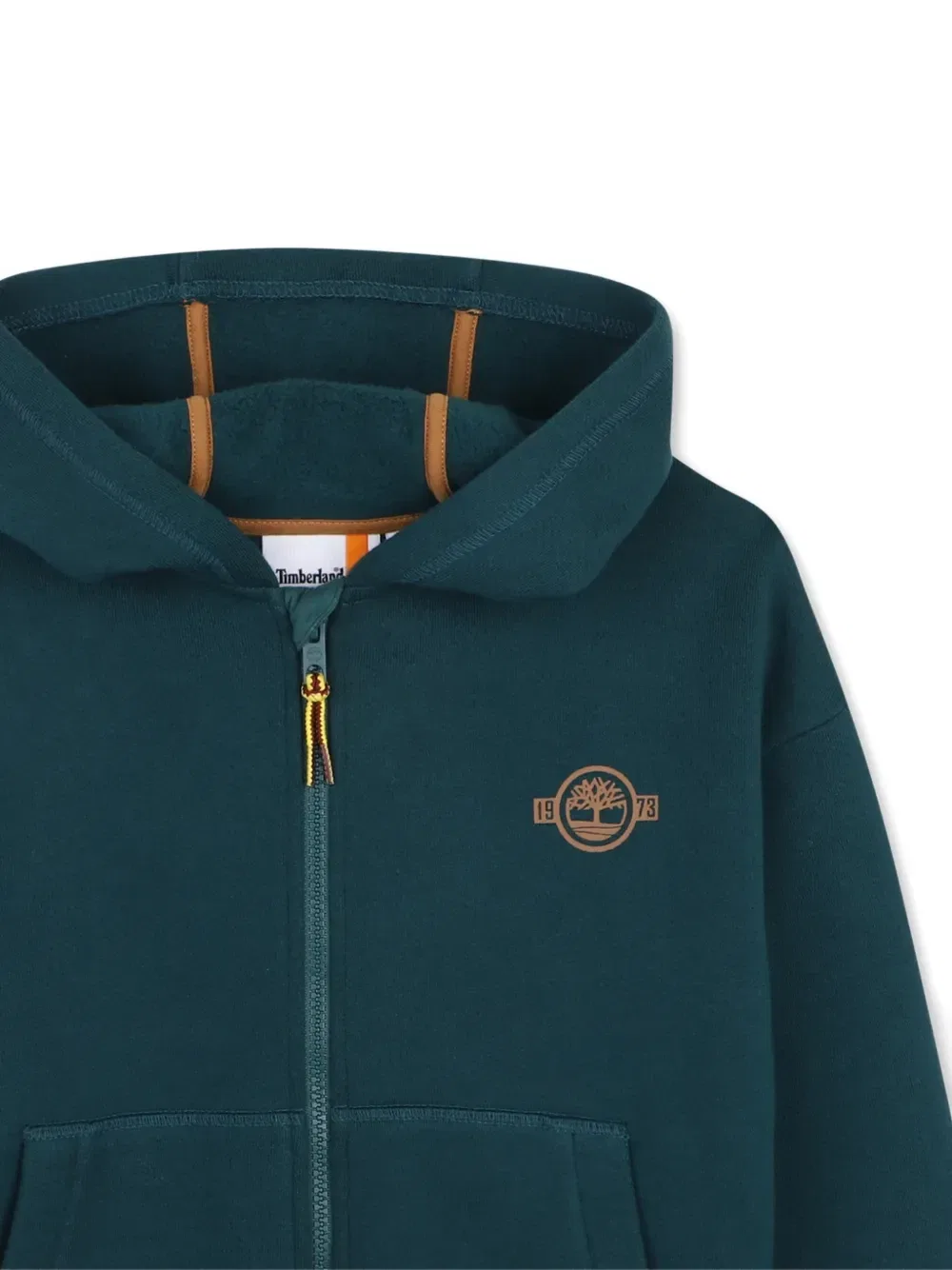 Худи на молнии с логотипом Timberland Kids, зеленый — фото 3