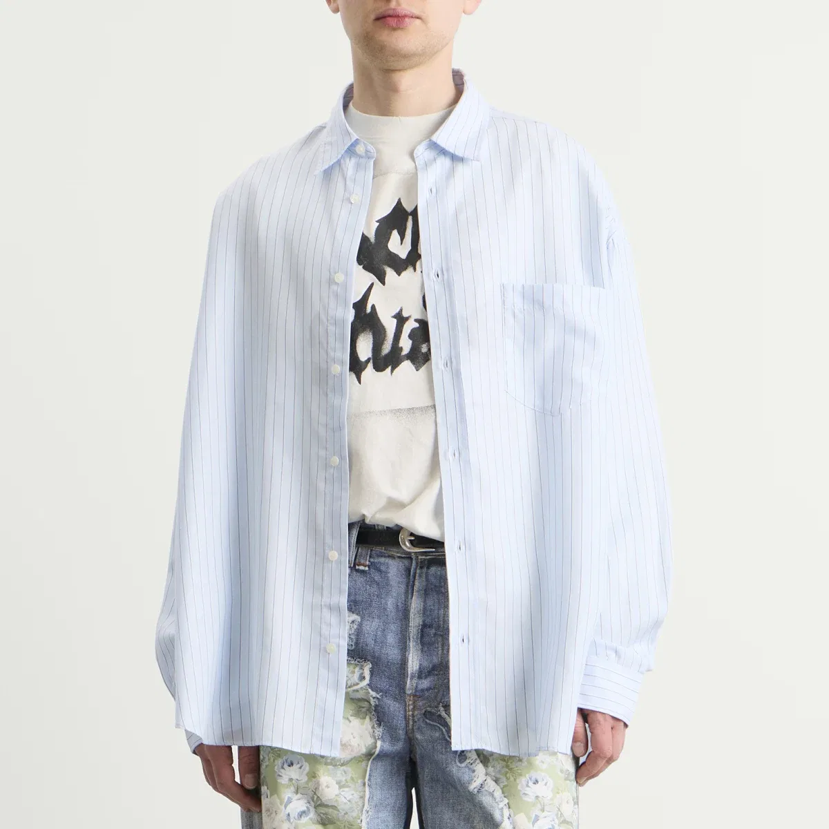 Рубашка с принтом Oversized stripe shirt Acne Studios, Blue — фото 2