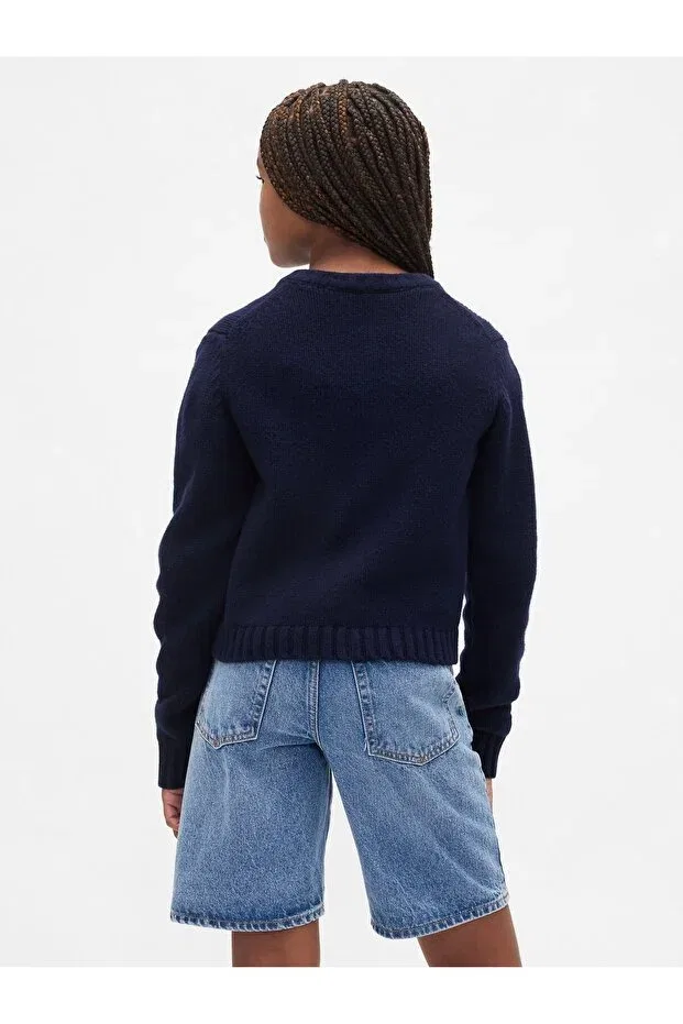 Детский кардиган для девочек с принтом Gap, Navy Blue-000 — фото 4