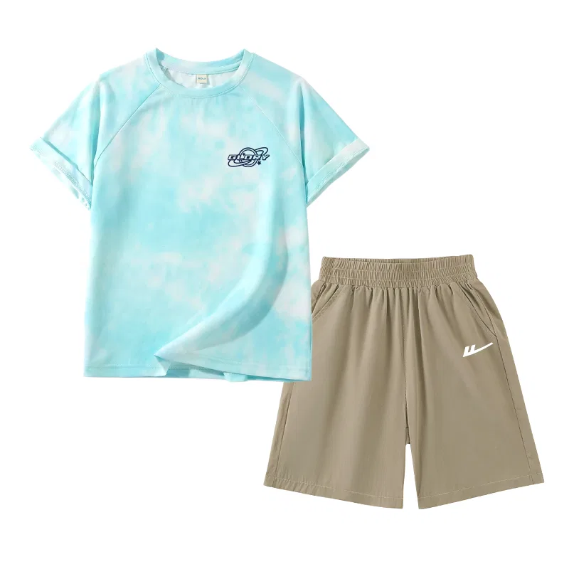 Детский спортивный комплект с принтом и логотипом Lake Blue/H Planet Blue K-Khaki/H White Logo K WARRIOR