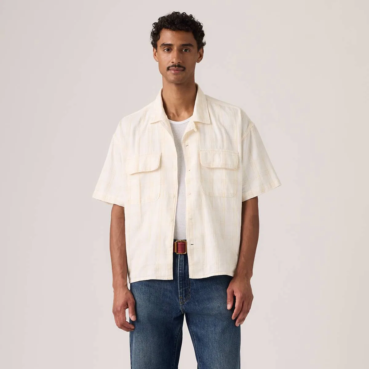 Рубашка свободного кроя для полевых работ Levi's, Atkins Plaid Egret - White — фото 3