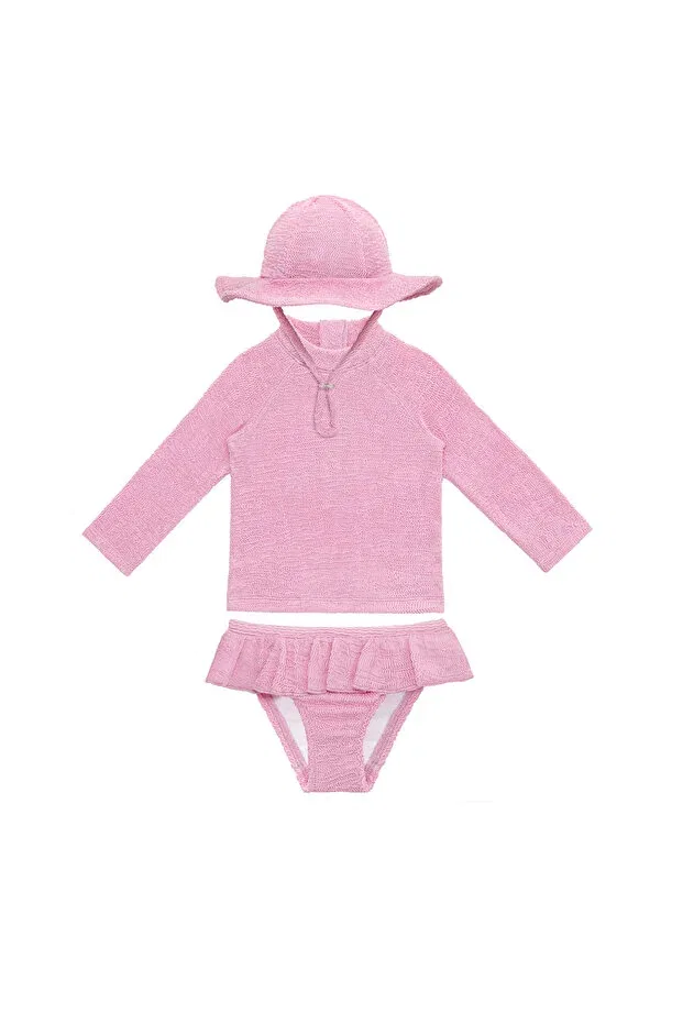 Детский купальный комплект для девочек с длинным рукавом Sand Mother, Pink Frosting