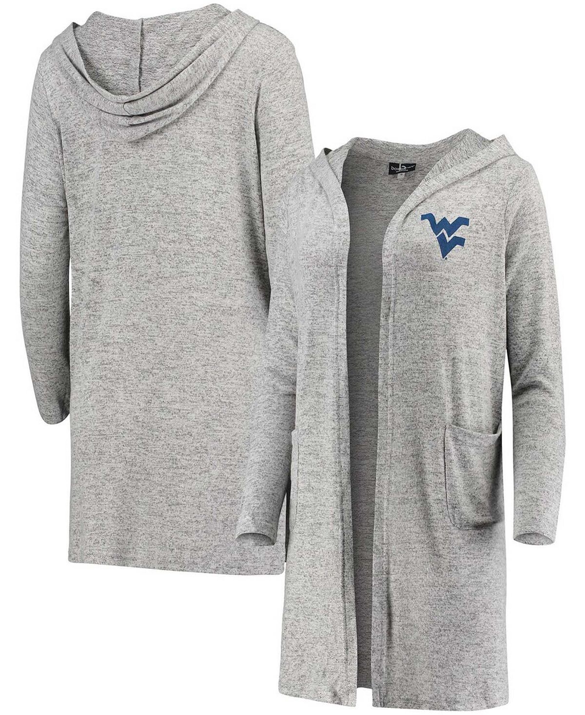 

Женский серый кардиган с капюшоном из ткани West Virginia Mountaineers Cuddle Soft Duster Tri-Blend Boxercraft