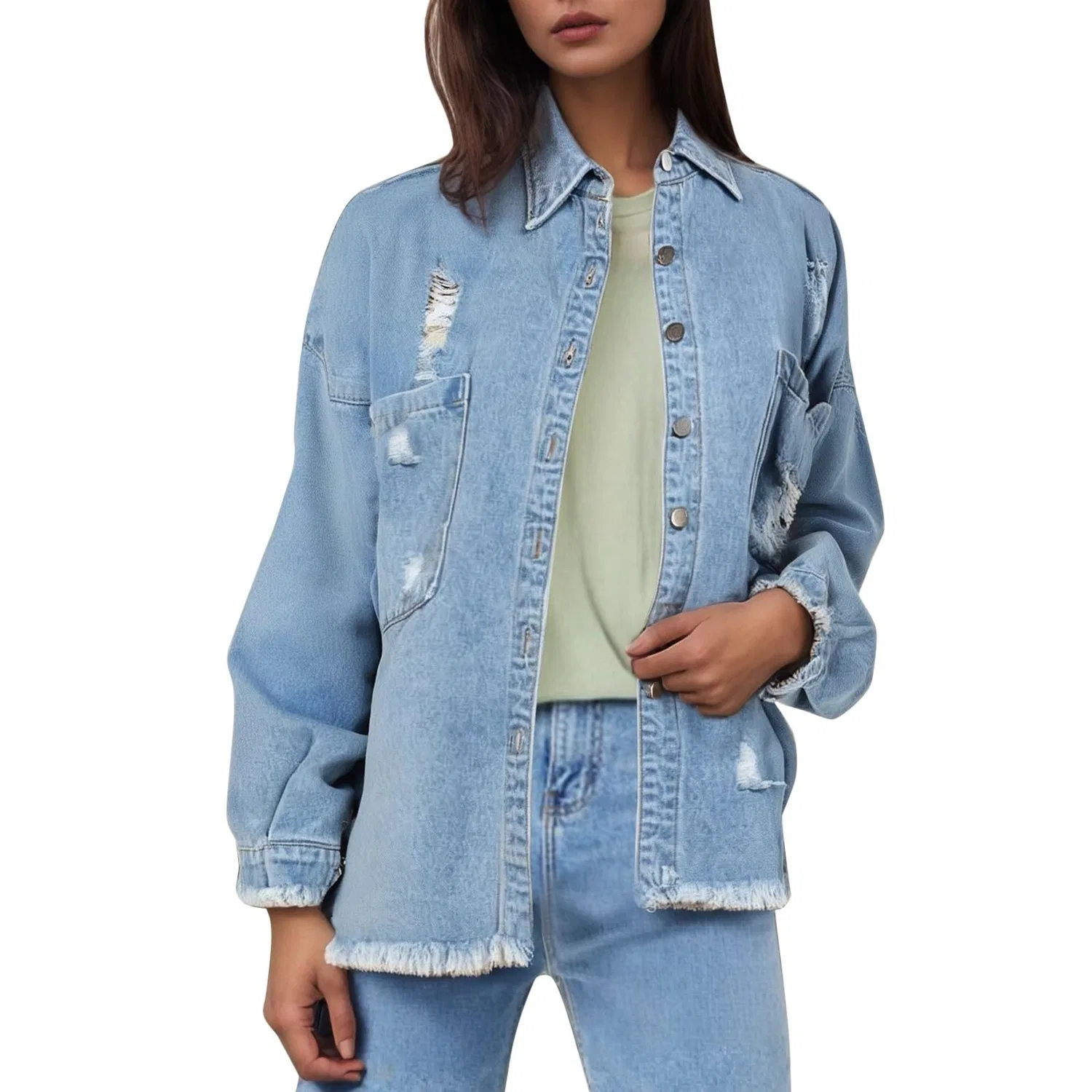 Женская джинсовая куртка с принтом Vintage Denim, Blu