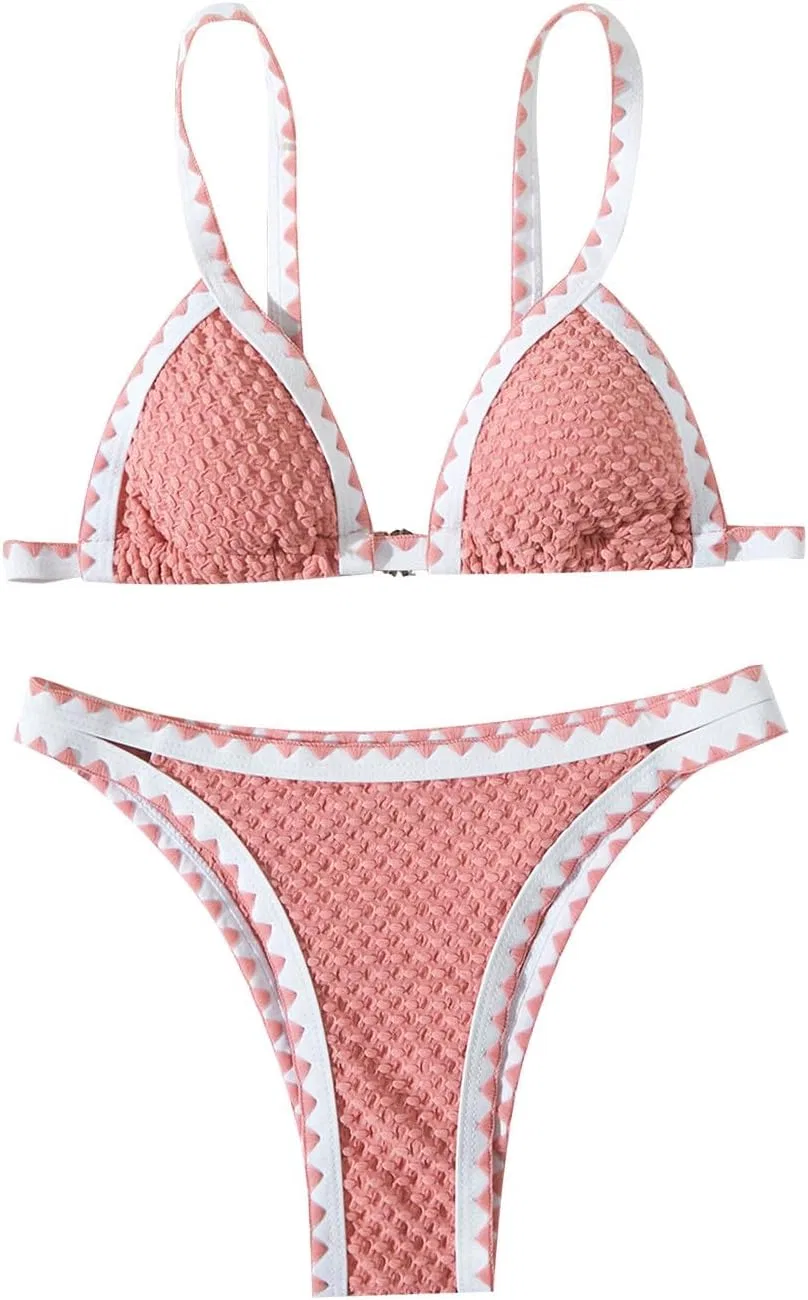 Женский бикини-сет с высокой талией Color Block, Pink