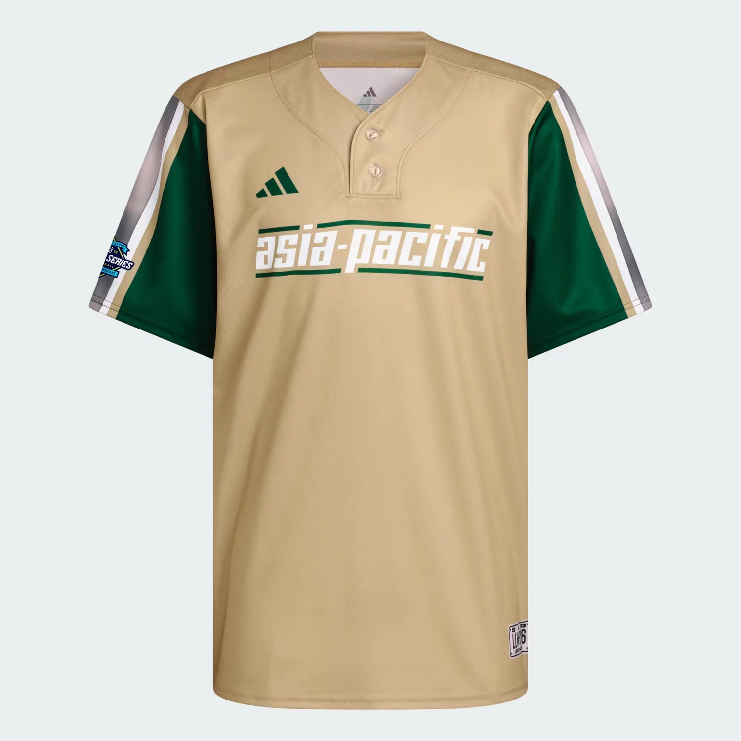 Бейсбольная джерси быстросохнущая Asia Pacific Little League World Series Adidas Performance, песочный/темно-зеленый — фото 4