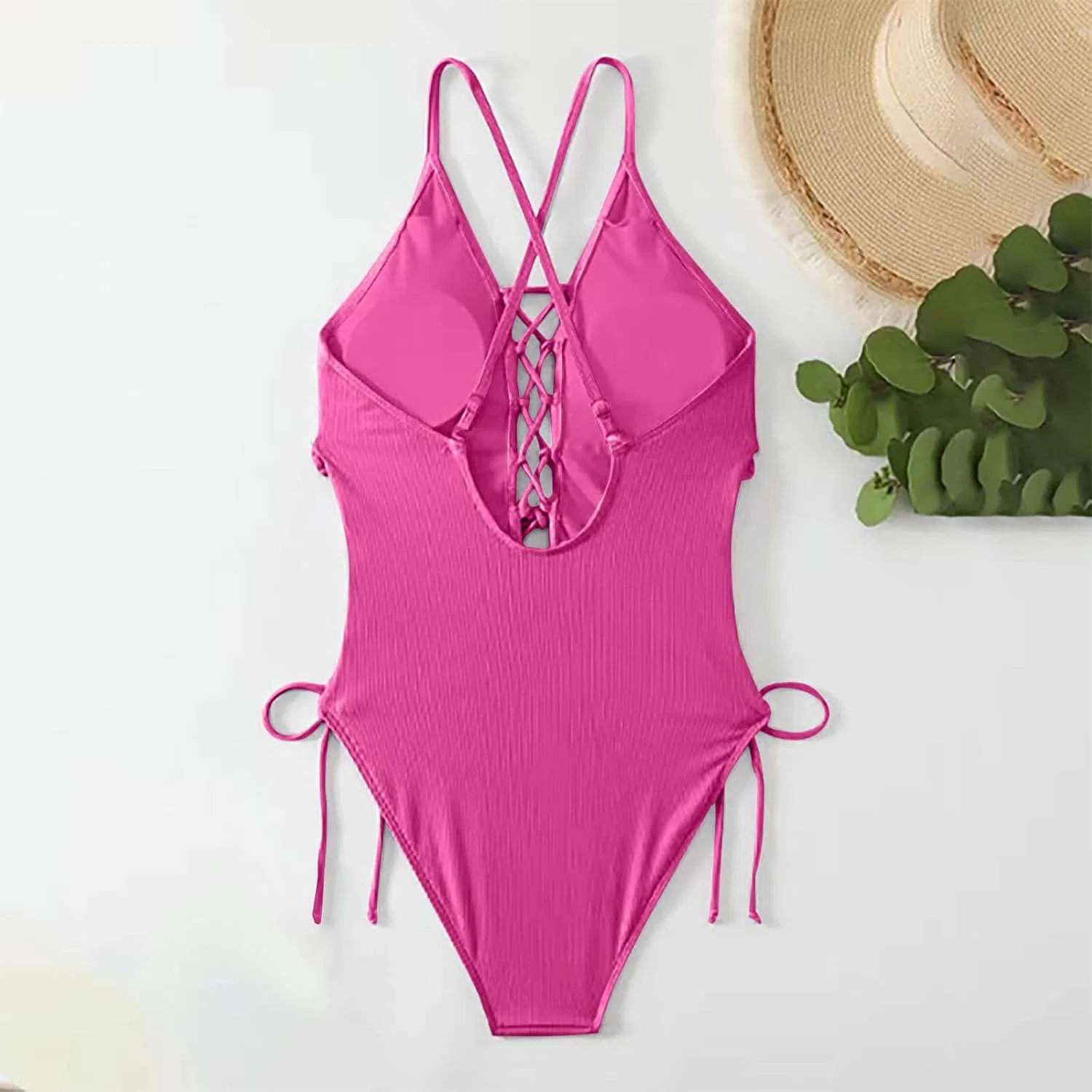 Женский монокини с V-образным вырезом, Hot Pink — фото 3