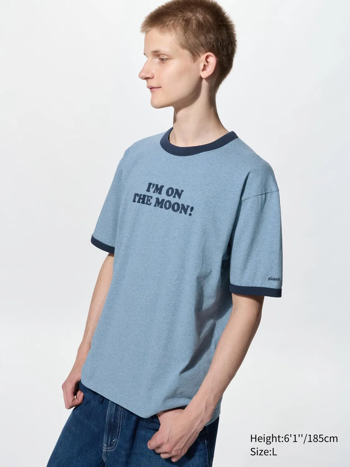 Футболка с коротким рукавом Uniqlo, с принтом персонажей Peanuts, синяя — фото 2