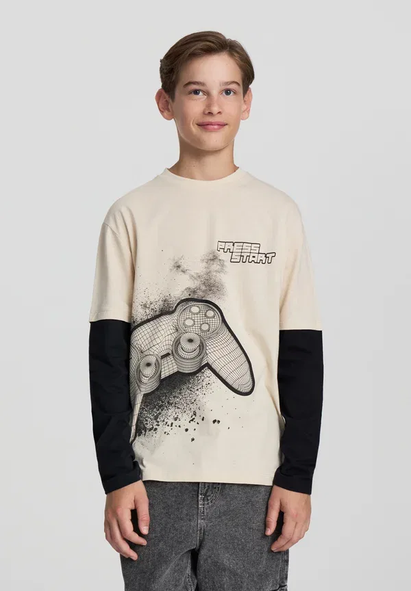 Топ с длинным рукавом с принтом Long sleeved top Terranova, Bianco Perla, белый — фото 2