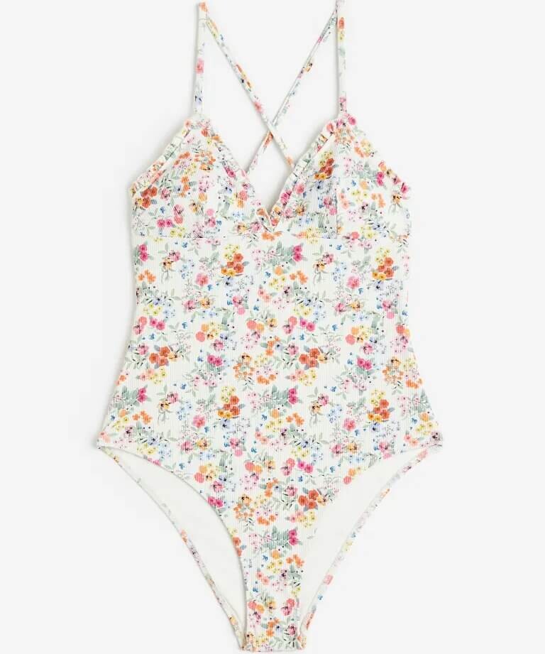 

Купальник H&M Padded-cup, белый/цветочный