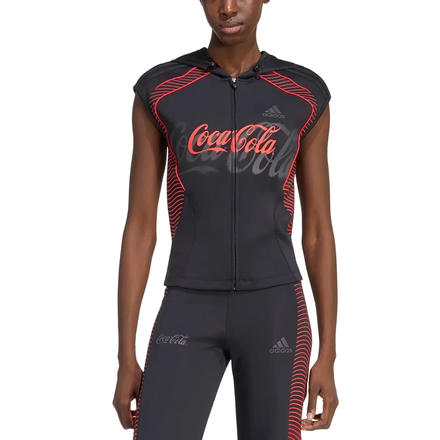 Женское худи с принтом Adidas x Coca-Cola Slouchy Gfx Hooded Top, черный — фото 3