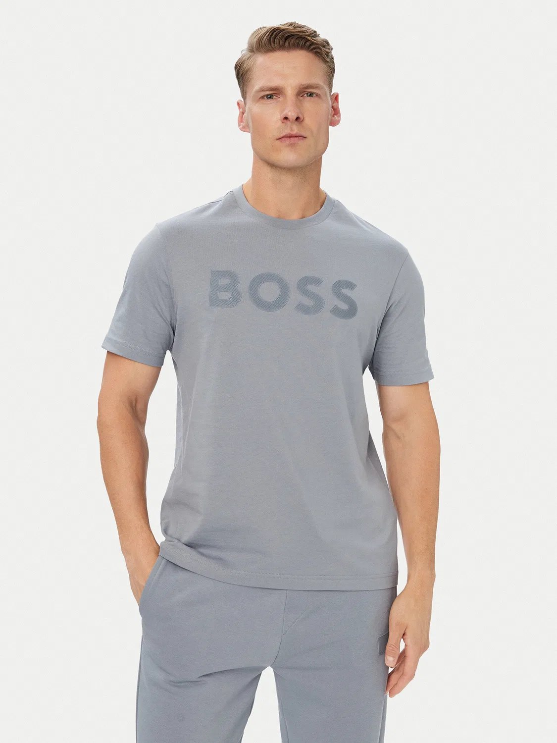 Мужская футболка стандартного кроя Structure Logo Boss, серый