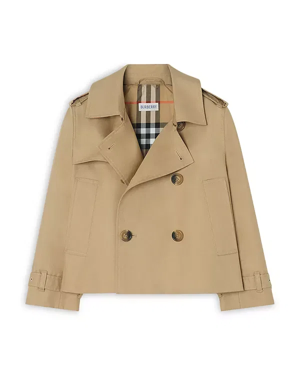 Детское пальто для девочек из хлопка Trench Jacket Burberry, Sand