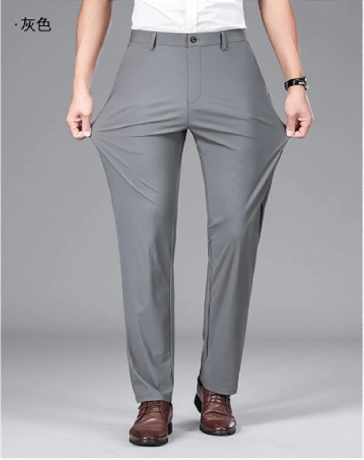 Мужские брюки прямого кроя с высокой эластичностью, модель Golf Business Slacks, цвет серый — фото 3