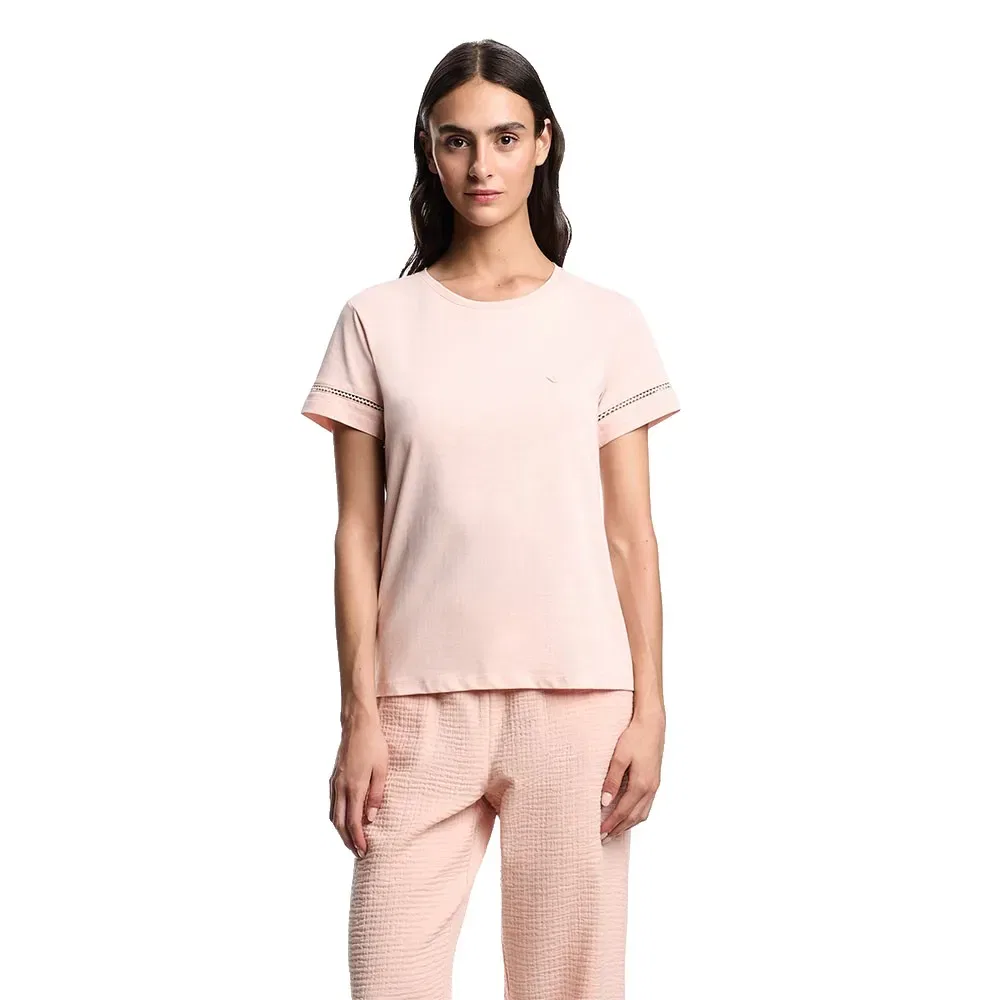 Женская футболка с коротким рукавом Top Seersucker Emporio armani, Pink