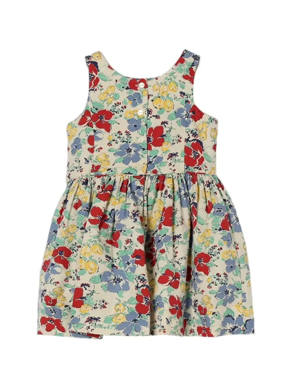 Хлопковое платье с цветочным принтом POLO RALPH LAUREN KIDS, бежевый — фото 2