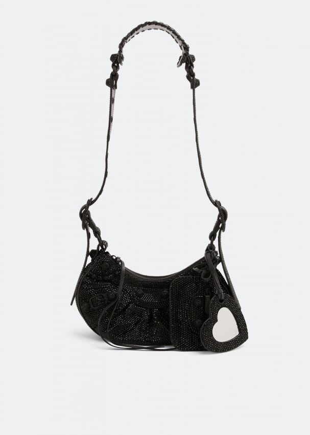 

Сумка BALENCIAGA Le Cagole XS rhinestone shoulder bag, черный