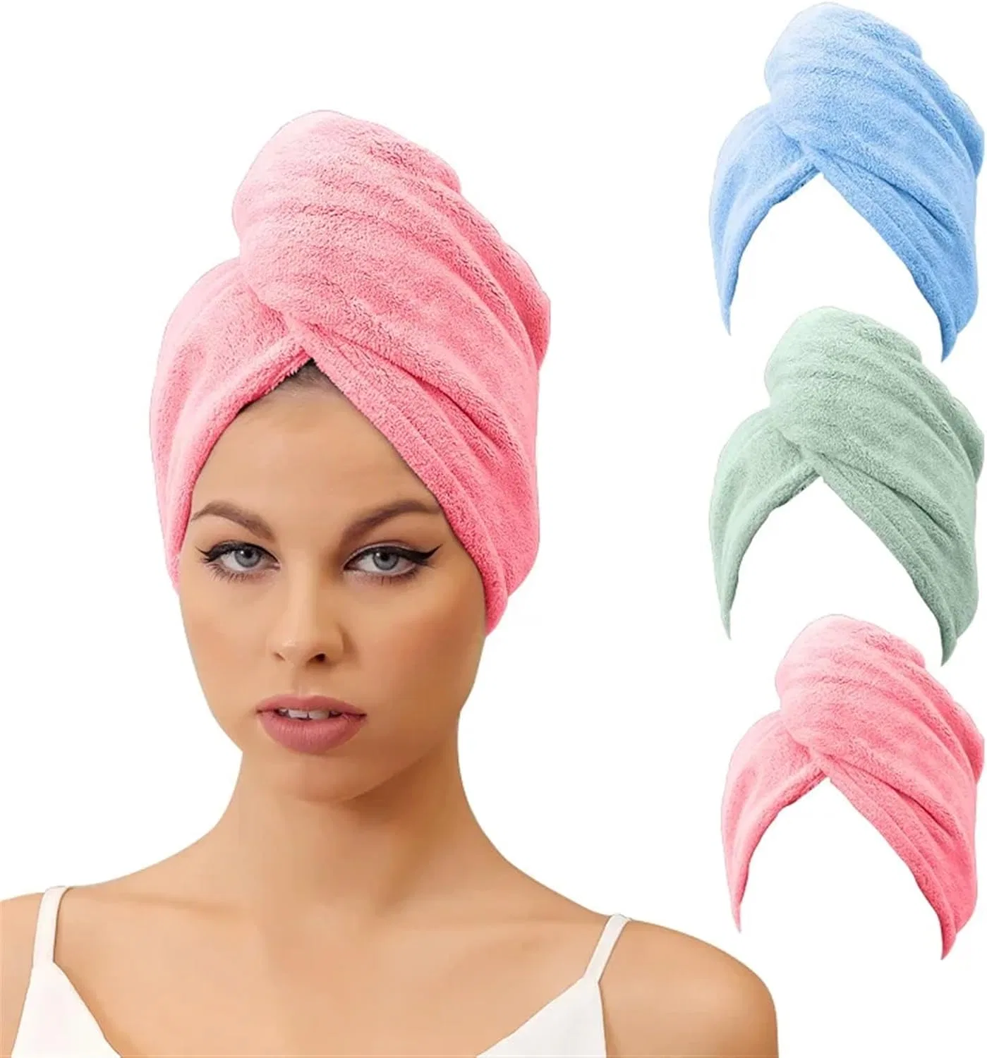 Шапочка для сушки волос Microfiber TYNXK, Зеленый — фото 2