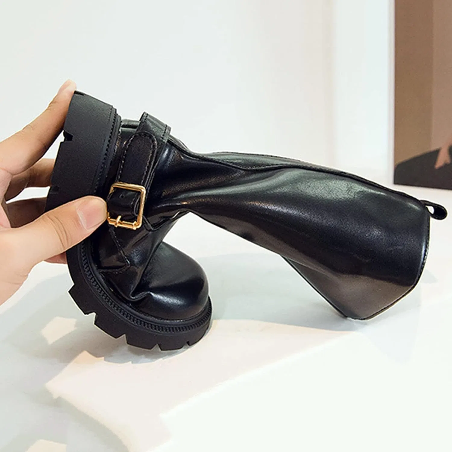 Детские зимние сапоги для девочек на толстой подошве Girls Rains Boots, Black — фото 4
