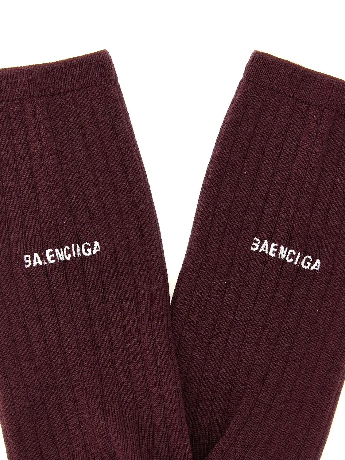 Ребристые колготки с вышивкой логотипа Balenciaga, бордовый — фото 3