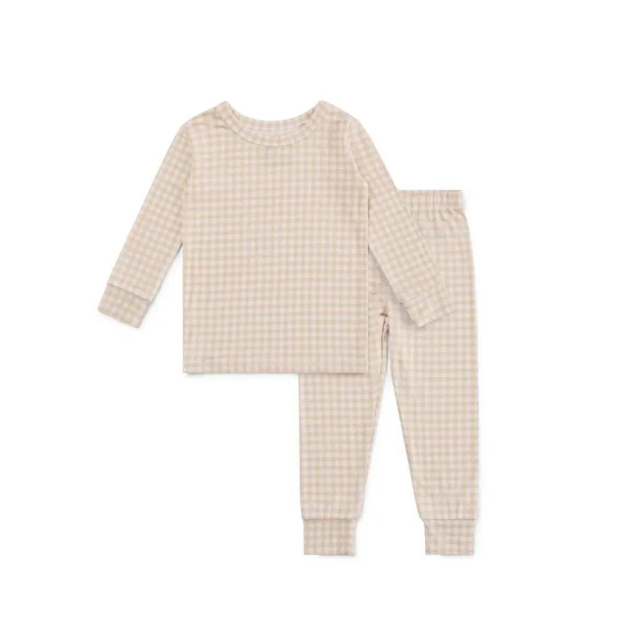 Комплект пижамы детский с длинным рукавом Motette, Beige Checkered