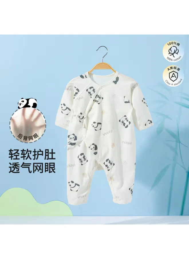 Боди-комбинезон легкий из хлопка с сетчатой вставкой для новорожденных Bornbay, с принтом панды — фото 2
