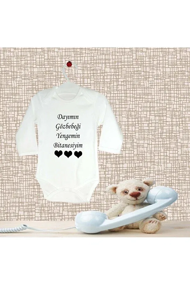 Детское боди для новорожденных с принтом My Uncle's Eye Doll I'm My Tante's Printed Tuğbababy, White