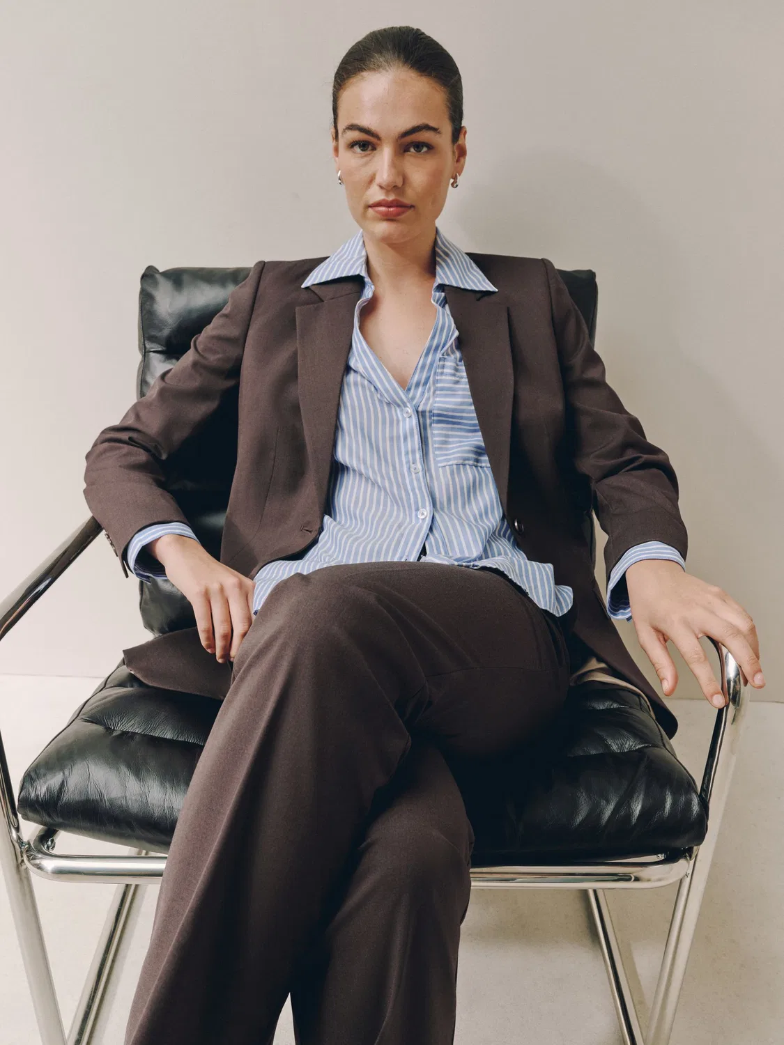 Блейзер приталенный однобортный Tailored Single Breasted Blazer Next, шоколадно-коричневый — фото 3