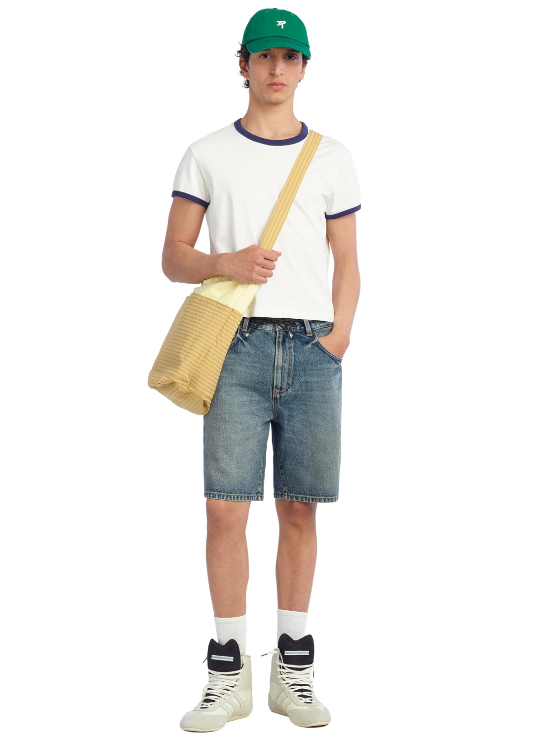 Футболка Zara Benito Antonio Collection Slim Cropped Rib Contrast, устрично-белый