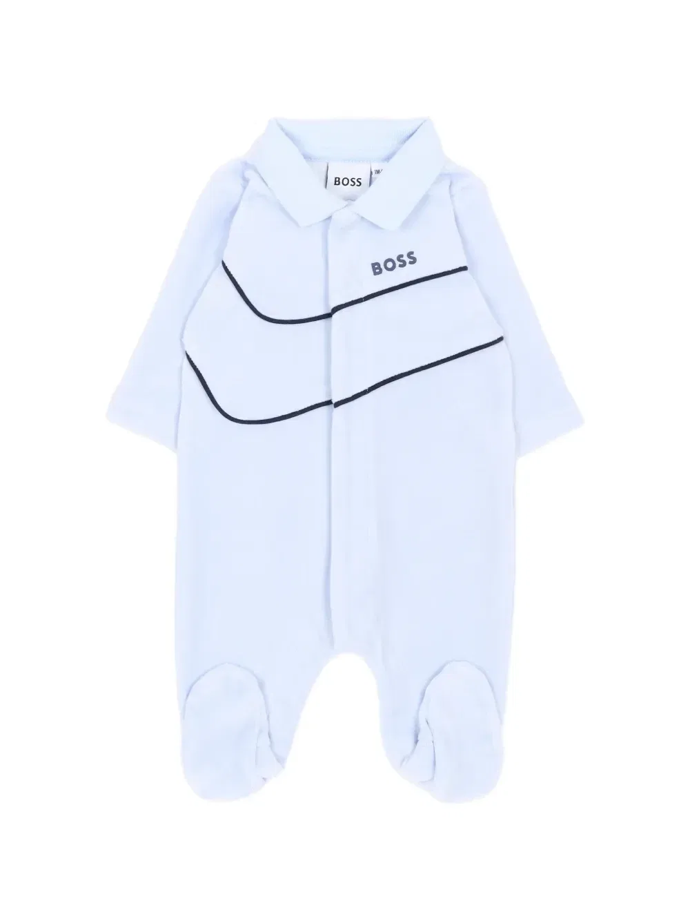 Комбинезон-слип с воротником и принтом с логотипом Boss Kidswear, синий