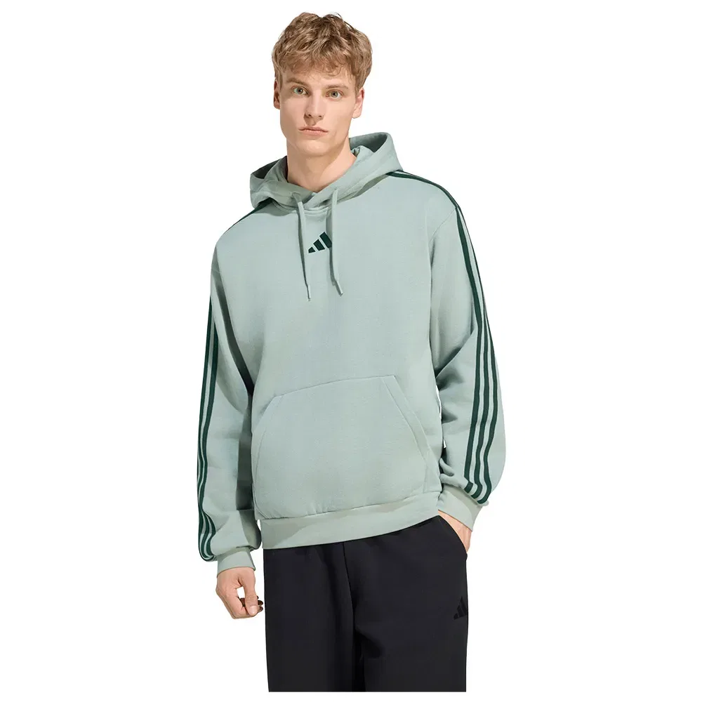 Мужской худи из флиса с принтом 3 Stripes Fleece Adidas, Green