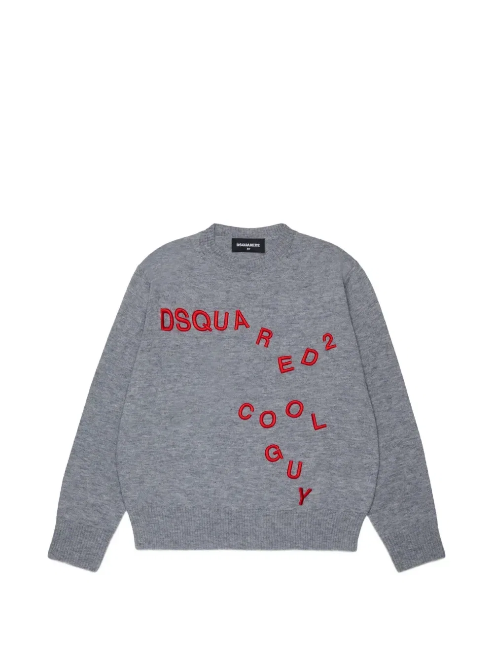 Шерстяной свитер с вышитым логотипом Dsquared2 Kids, серый