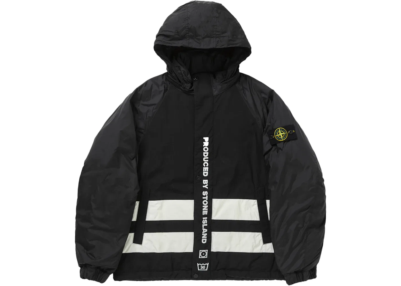 Мужская куртка-пуховик реверсивная с капюшоном Supreme Stone Island, Black