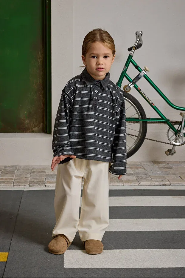 Детские свитшот для девочек в полоску Fahhar Kids, Anthracite