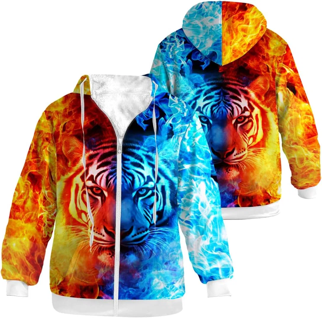 Мужское зимнее пальто с флисовой подкладкой, модель Fire Ice, Tiger Blue Red — фото 3