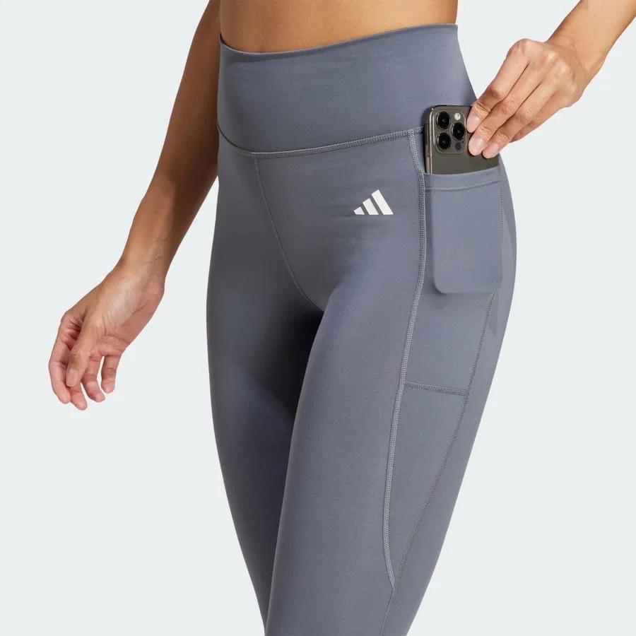 Леггинсы спортивные с карманом Optimé Essentials Stash Pocket adidas, Светло-зеленый — фото 4