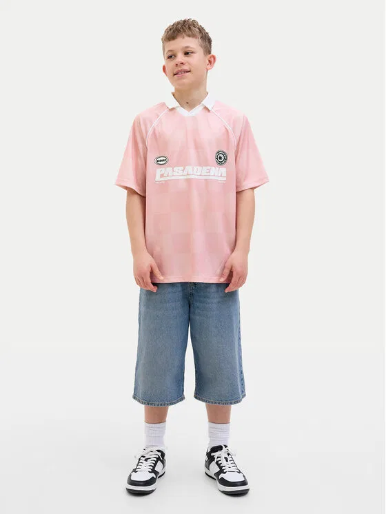 Поло loose fit Jack & Jones Junior, розовый — фото 2