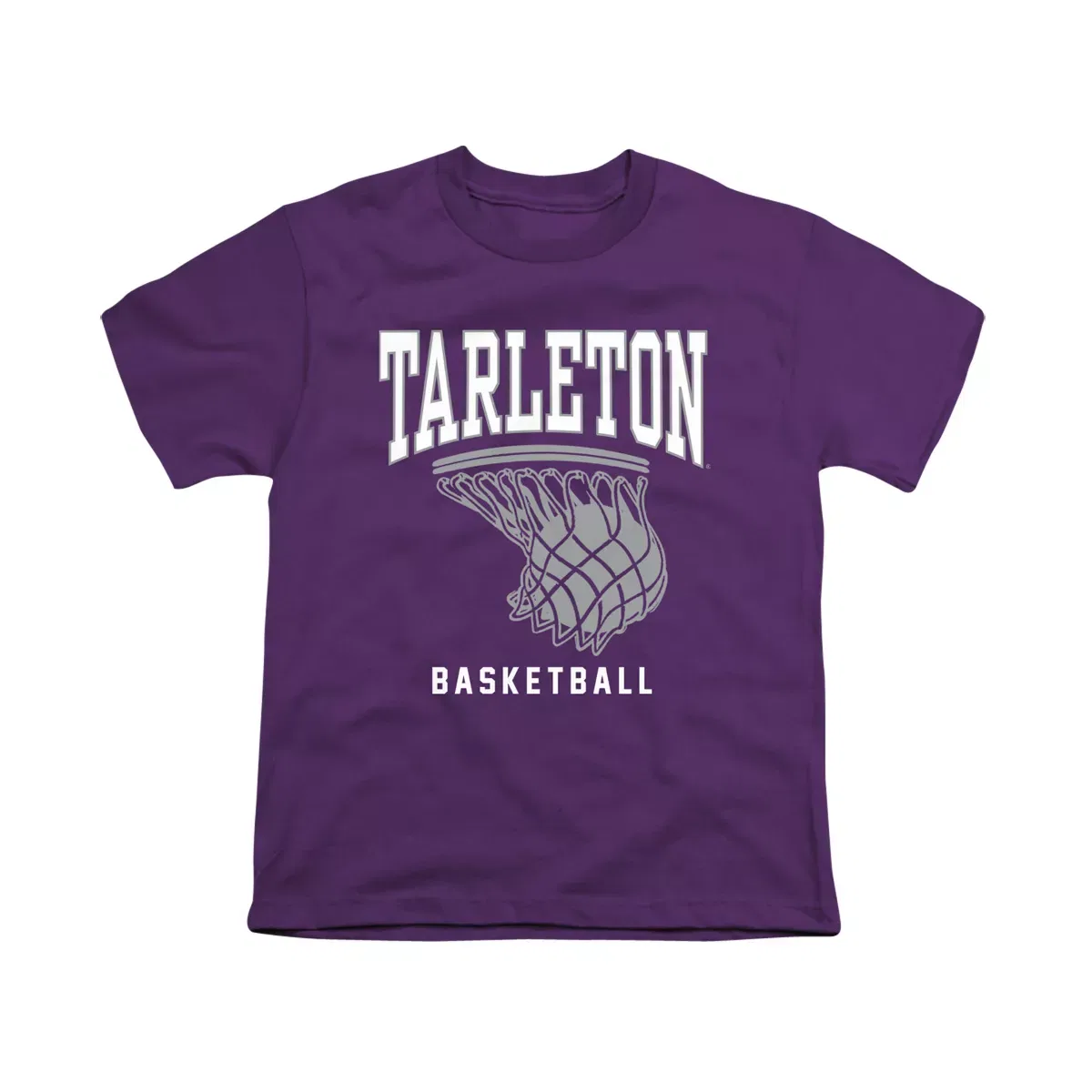 Детская футболка с принтом Tarleton State University Basketball Hoop Kids T-Shirt For Youth NCAA, Purple