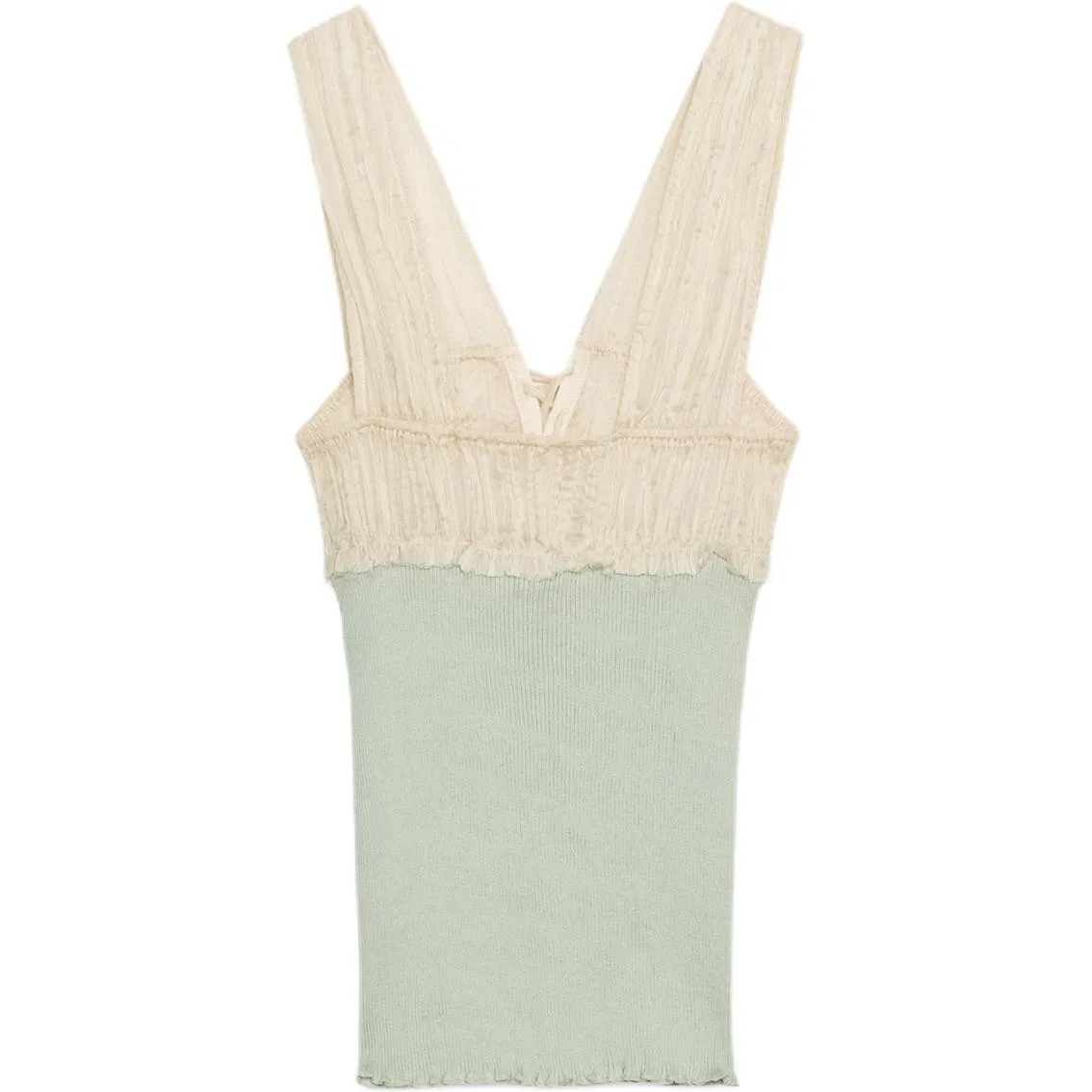 Женский топ без рукавов с V-образным вырезом Light Blue ZARA, Голубой — фото 3