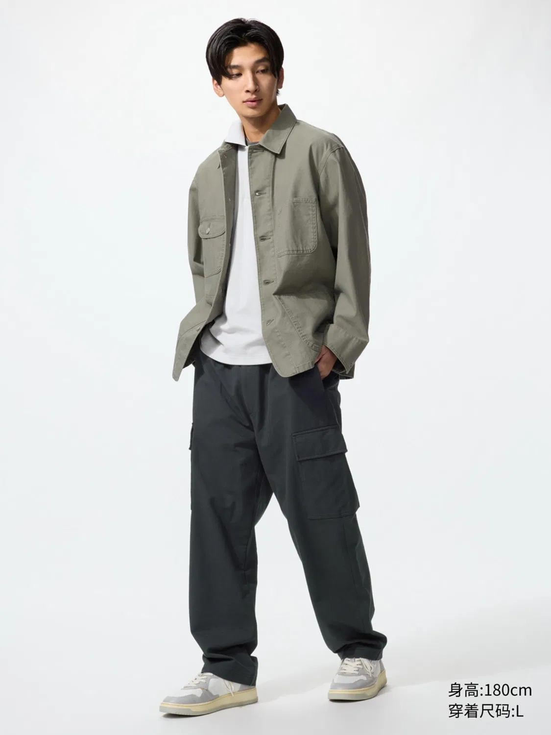 Брюки-карго свободные укороченные Uniqlo, молочный — фото 3
