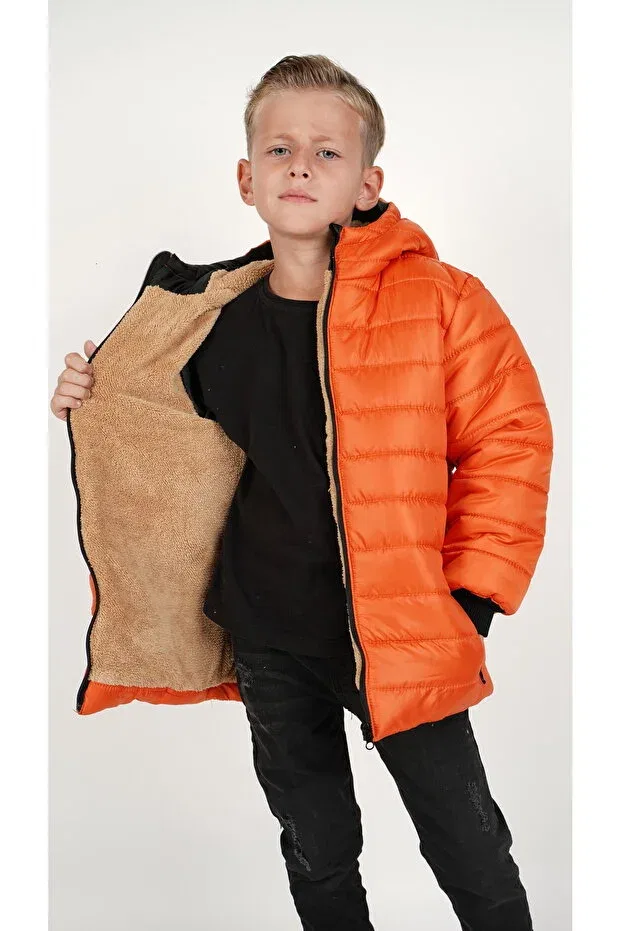 Детское зимнее пальто для мальчиков с капюшоном Dublino Kids, Orange — фото 4