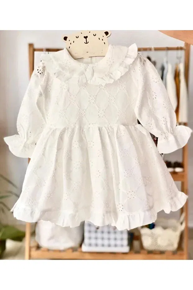 Детское платье для девочек хлопковое Little Coco, White