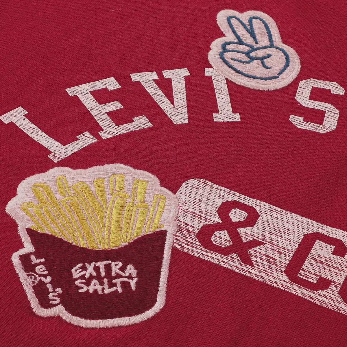 Футболка оверсайз с нашивками для девочек 4-6 лет Levi's, Deep Claret - Red — фото 3