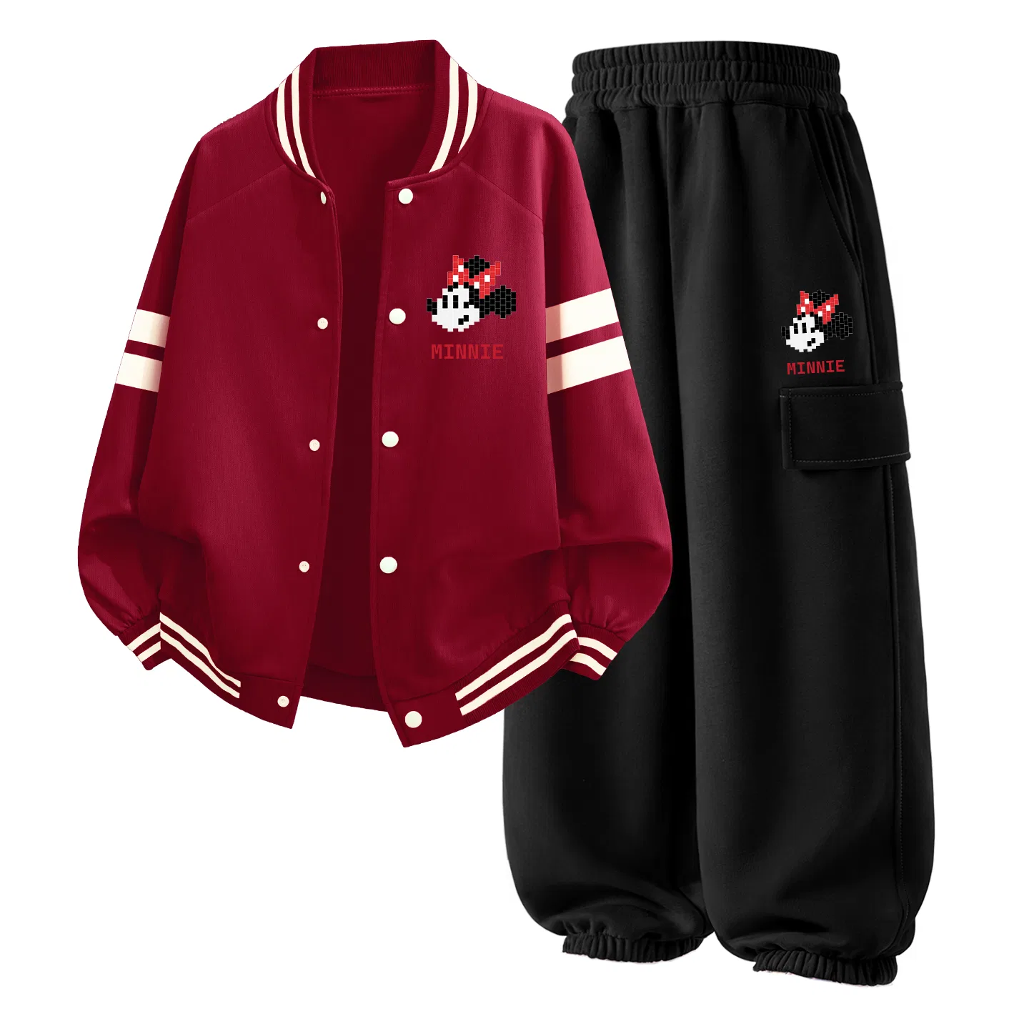 Детский комплект спортивной одежды с бейсбольным воротником Di Pixel K Burgundy+Di Pixel K Black Disney, Di Pixel K Burgundy+Di Pixel K Black