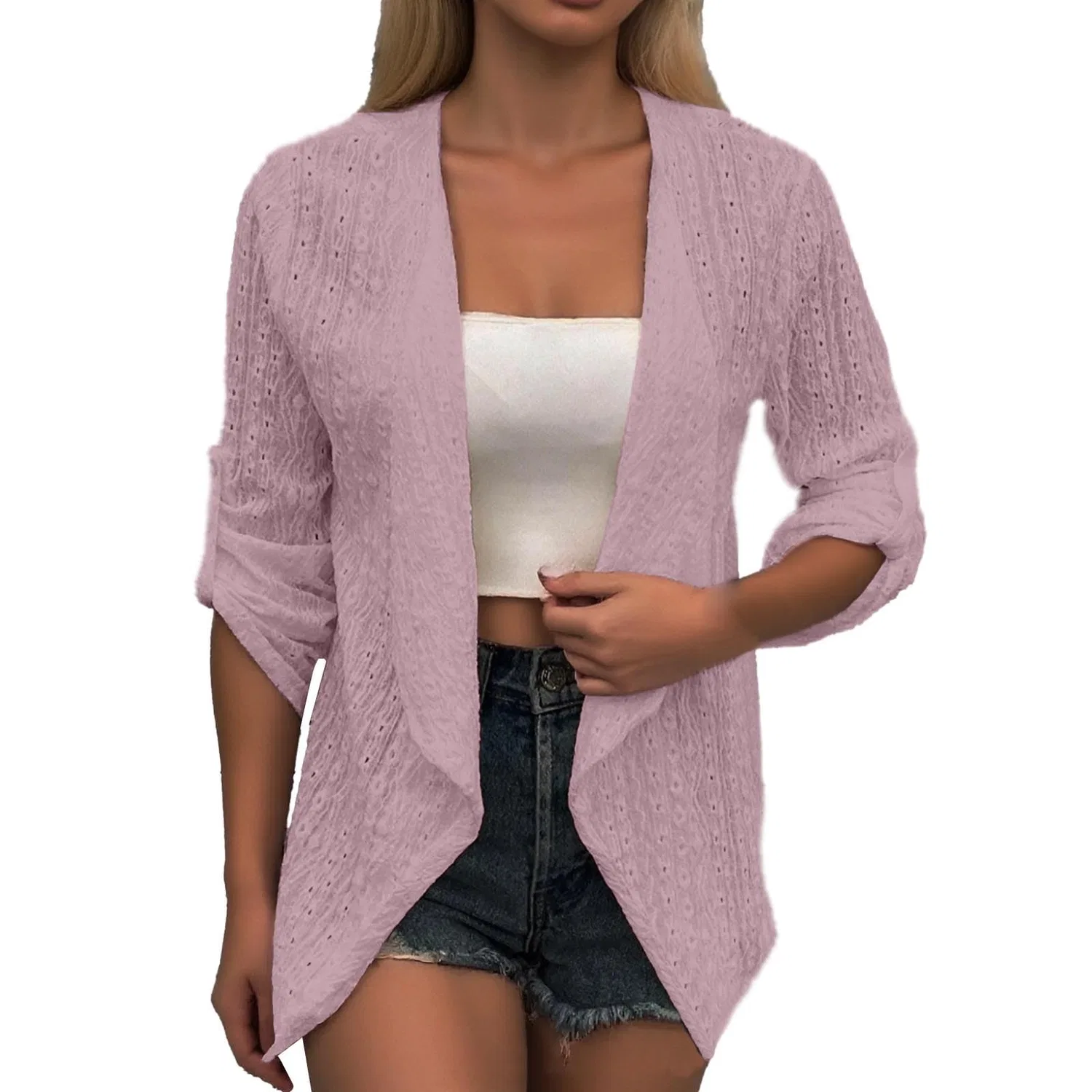 Женский кардиган с кружевным дизайном, Colore: Rosa