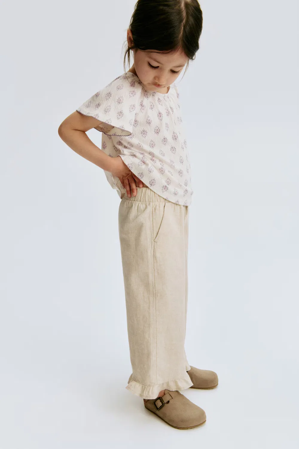 Брюки на шнуровке из смеси льна H&M, Naturbeige — фото 2