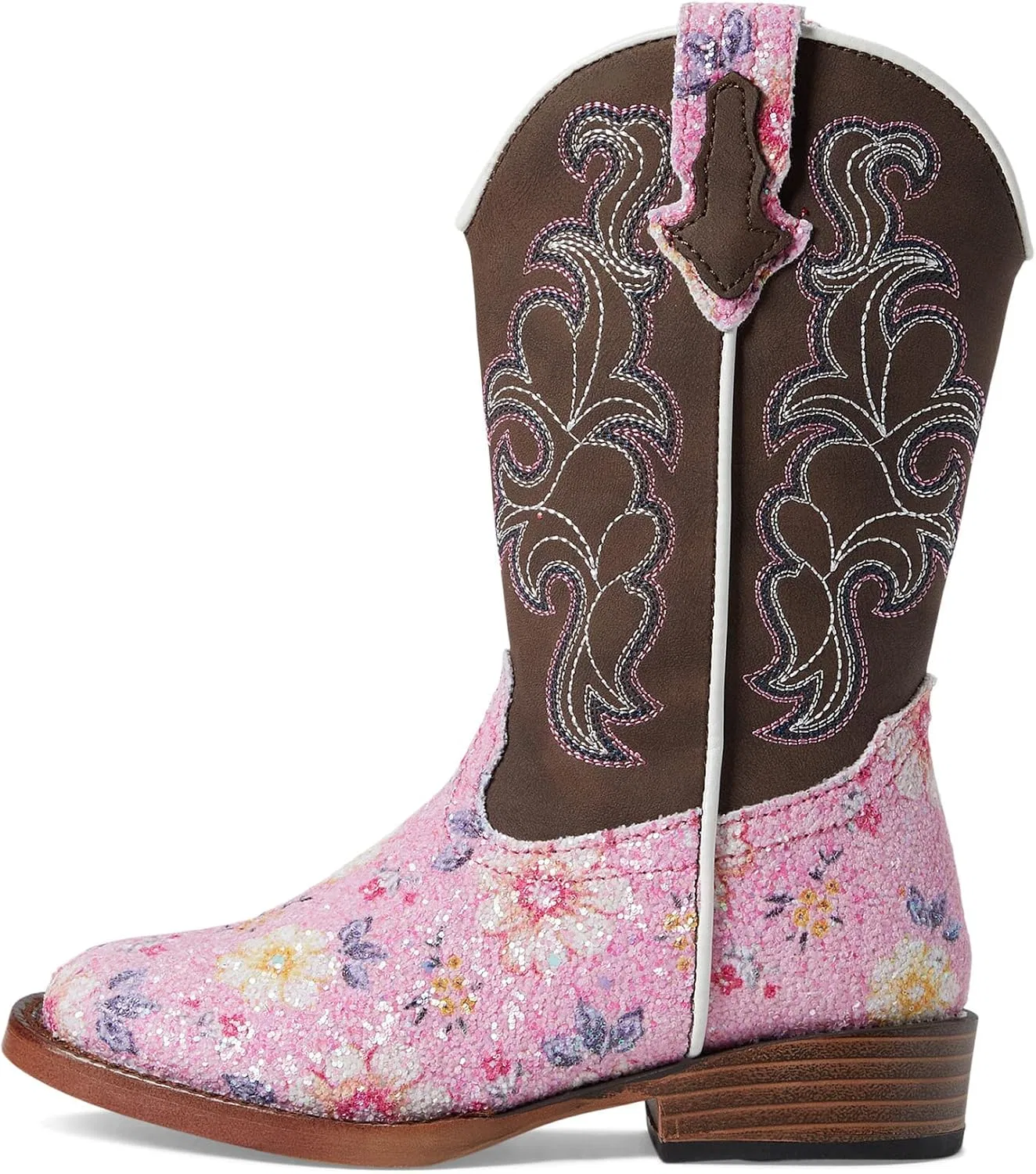 Детские ботинки для девочек с блестками Roper Kids Glitter Flower ROPER, Brown — фото 4